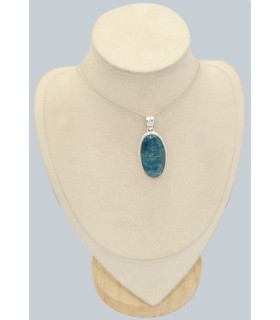 Pendentif apatite bleue néon naturelle en argent 925 certifié