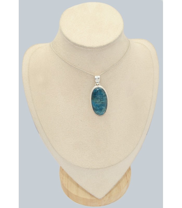 Pendentif Apatite bleue néon naturelle – Argent 925 certifié