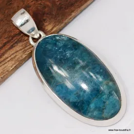 Pendentif Apatite bleue néon naturelle – Argent 925 certifié - Pendentifs pierres naturelles