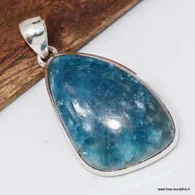 Bijou Apatite bleu néon véritable – Pendentif en argent poinçonné - Pendentifs pierres naturelles