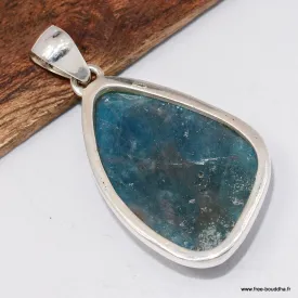 Bijou Apatite bleu néon véritable – Pendentif en argent poinçonné - Pendentifs pierres naturelles