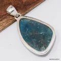 Bijou Apatite bleu néon véritable – Pendentif en argent poinçonné - Pendentifs pierres naturelles