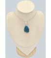 Pendentif apatite bleue certifié en argent 925 naturelle néon