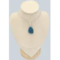Bijou Apatite bleu néon véritable – Pendentif en argent poinçonné - Pendentifs pierres naturelles