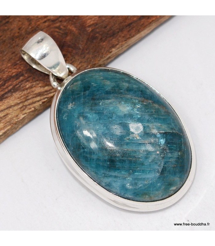 Pendentif apatite bleu néon, authenticité garantie, argent 925