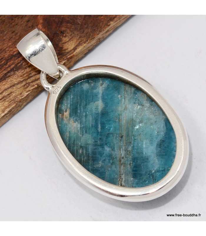 Pendentif apatite bleu néon, authenticité garantie, argent 925