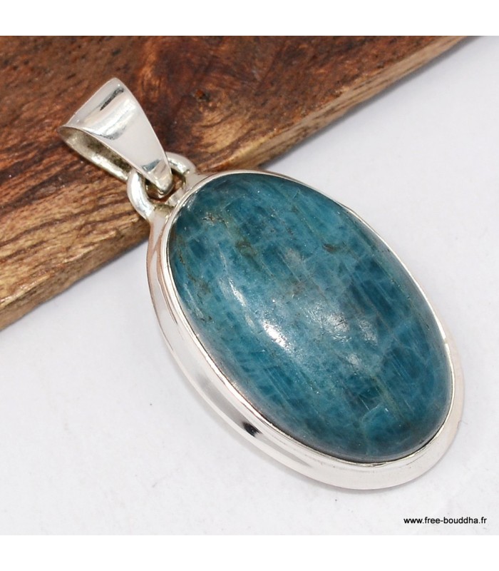 Apatite bleue néon – Pendentif argent 925 certifié