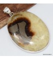 Pendentif Septaria pierre naturelle argent 925, bijou authentique