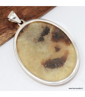 Pendentif Septaria pierre naturelle argent 925, bijou authentique