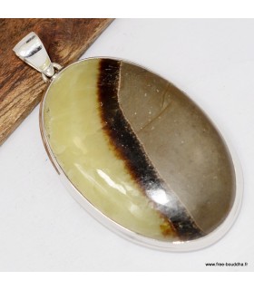 Pendentif Septaria jaune imposant 6 cm - Authentique