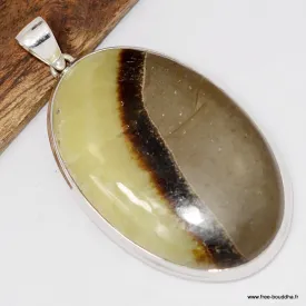 Pendentif Septaria jaune imposant 6 cm - Authentique - Bijoux en Septaria