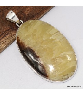 Pendentif Septaria naturelle 6 cm, argent 925