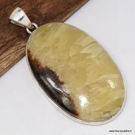 Pendentif Septaria naturelle 6 cm, argent 925 - Bijoux en Septaria
