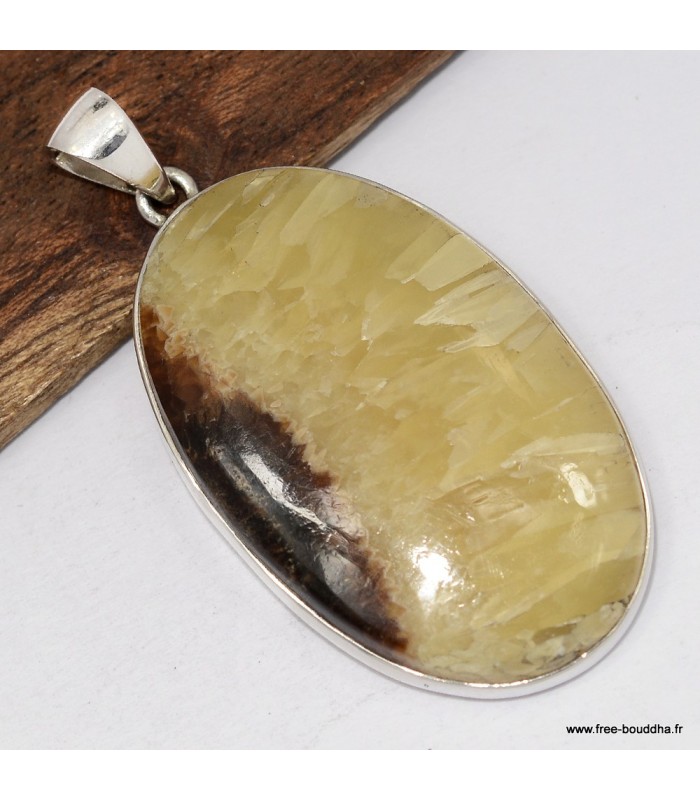 Pendentif Septaria Madagascar argent 925, bijou énergétique