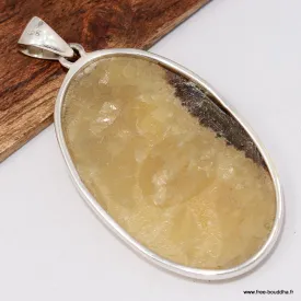 Pendentif Septaria naturelle 6 cm, argent 925 - Bijoux en Septaria