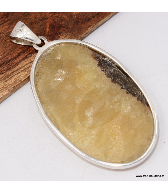 Pendentif Septaria Madagascar argent 925, bijou énergétique
