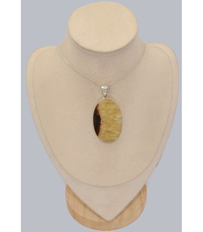 Pendentif Septaria Madagascar argent 925, bijou énergétique