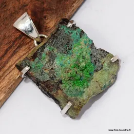Pendentif Conicalchite brute authentique - Argent 925 - Pendentifs pierres naturelles