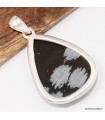 Pendentif Obsidienne Flocon de neige argent 925 véritable certifié