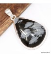 Pendentif Obsidienne Flocon de neige argent 925 véritable certifié