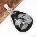 Pendentif Obsidienne Flocon de neige - Argent 925 - Bijoux en Obsidienne Flocon de neige