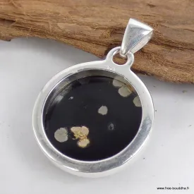 Pendentif Obsidienne Galaxie rond - Argent 925 - Bijoux en Obsidienne Galaxie