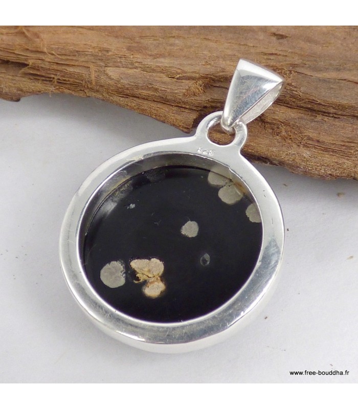 Pendentif Obsidienne Galaxie rond argent 925 sérénité et équilibre