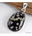Pendentif Obsidienne Galaxie goutte argent 925 véritable