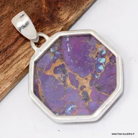 Pendentif Turquoise pourpre cuivrée - Argent 925 - Bijoux en Turquoise