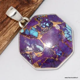 Pendentif Turquoise pourpre cuivrée - Argent 925 - Bijoux en Turquoise
