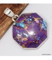 Pendentif turquoise pourpre cuivrée authentique argent 925