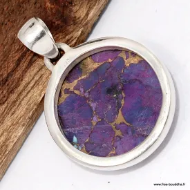 Bijou Turquoise Violette Cuivrée – Pendentif en Argent Massif - Bijoux en Turquoise