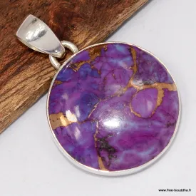 Pendentif en Turquoise Violette et Argent 925 - Bijoux en Turquoise
