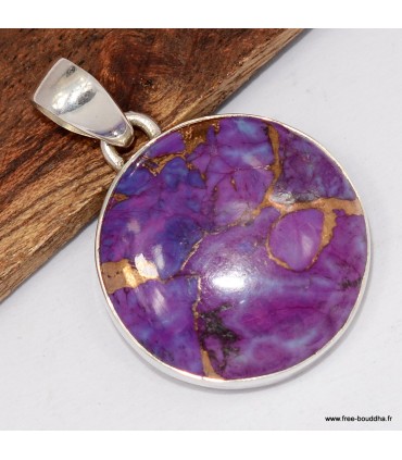 Pendentif turquoise violette Mohave, argent 925, pierre stabilisée

