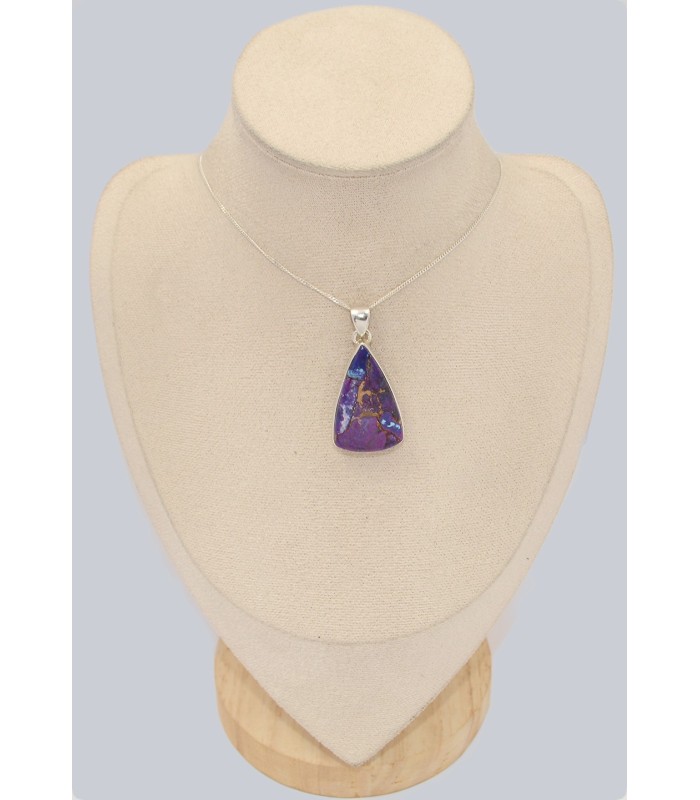 Pendentif turquoise violette Mohave, argent 925, bijou énergétique