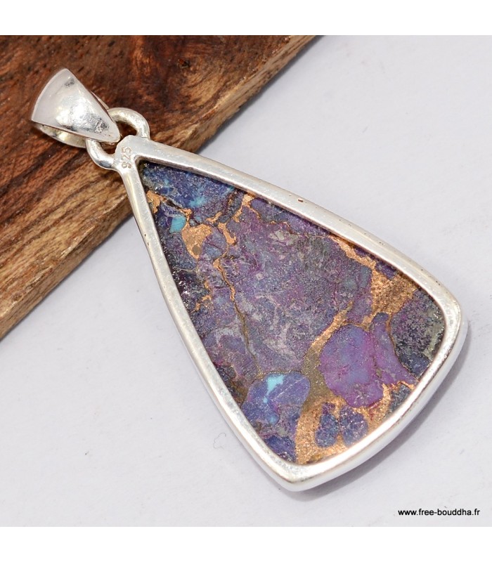 Pendentif turquoise violette Mohave, argent 925, bijou énergétique