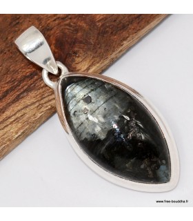 Pendentif Larvikite Pierre de lune noire authentique