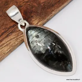 Pendentif Larvikite Pierre de lune noire authentique - Bijoux en Pierre de lune