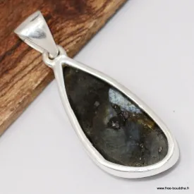 Bijou véritable Pierre de lune noire Larvikite - argent 925 - Bijoux en Pierre de lune