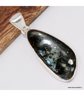 Bijou véritable Pierre de lune noire Larvikite - argent 925