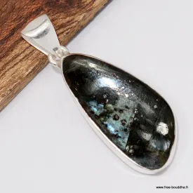 Bijou véritable Pierre de lune noire Larvikite - argent 925 - Bijoux en Pierre de lune