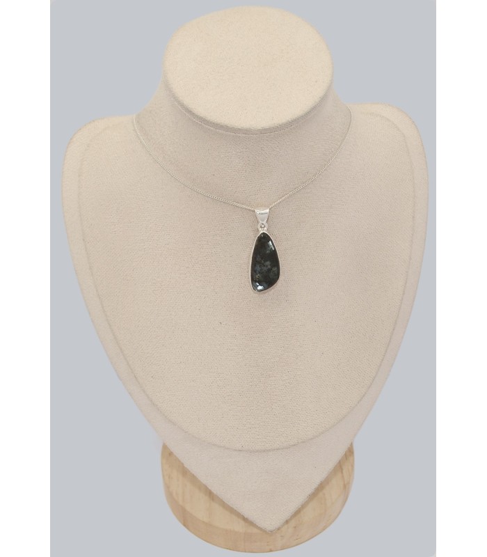 Pendentif Pierre de Lune noire Larvikite argent 925, bijou certifié
