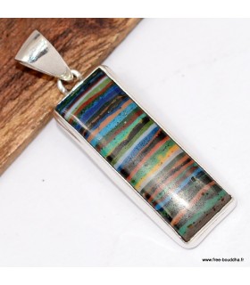 Calcite arc-en-ciel, pendentif argent 925, pierre naturelle
