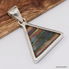 Calcite arc-en-ciel sertie sur argent, pendentif triangulaire - Bijoux en Calcite