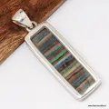 Pendentif argent Calcite arc-en-ciel rectangulaire allongé - Bijoux en Calcite