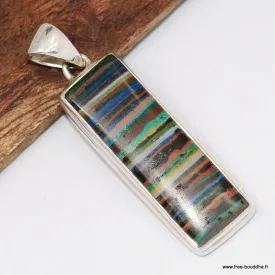 Pendentif argent Calcite arc-en-ciel rectangulaire allongé - Bijoux en Calcite