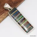 Pendentif argent Calcite arc-en-ciel rectangulaire allongé - Bijoux en Calcite