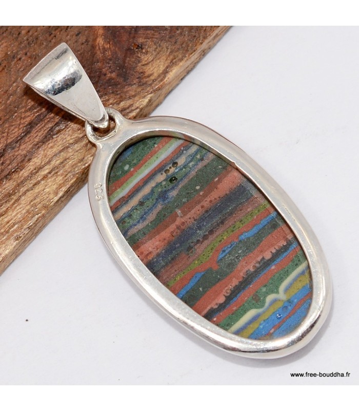 Pendentif Calcite argent 925, bijou énergétique élégant