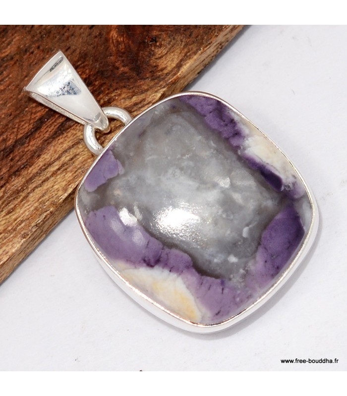 Pendentif Jaspe Tiffany véritable monté en Argent 925 certifié