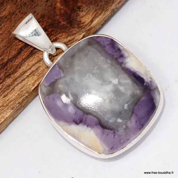 Pendentif Jaspe Tiffany Authentique - Argent 925 - Pendentifs pierres naturelles